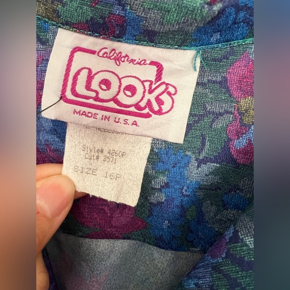 VINTAGE Purple and Blue Floral Midi Dress - Picture 3 of 4